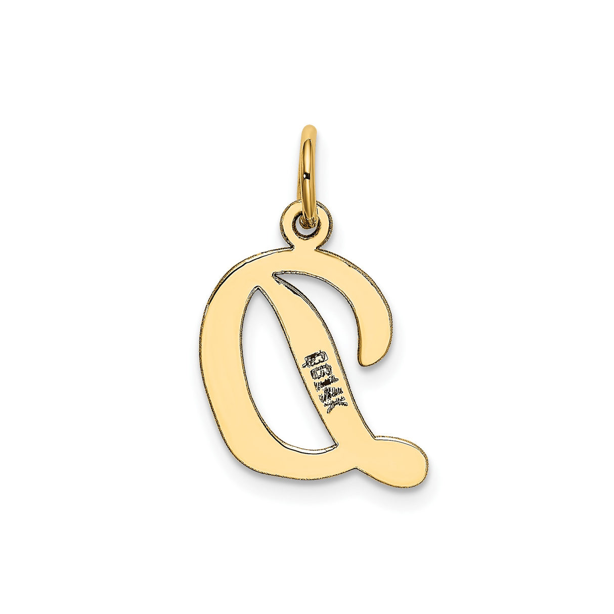 14k Yellow Gold Script D Pendant, Polished Cursive Letter Charm for Women