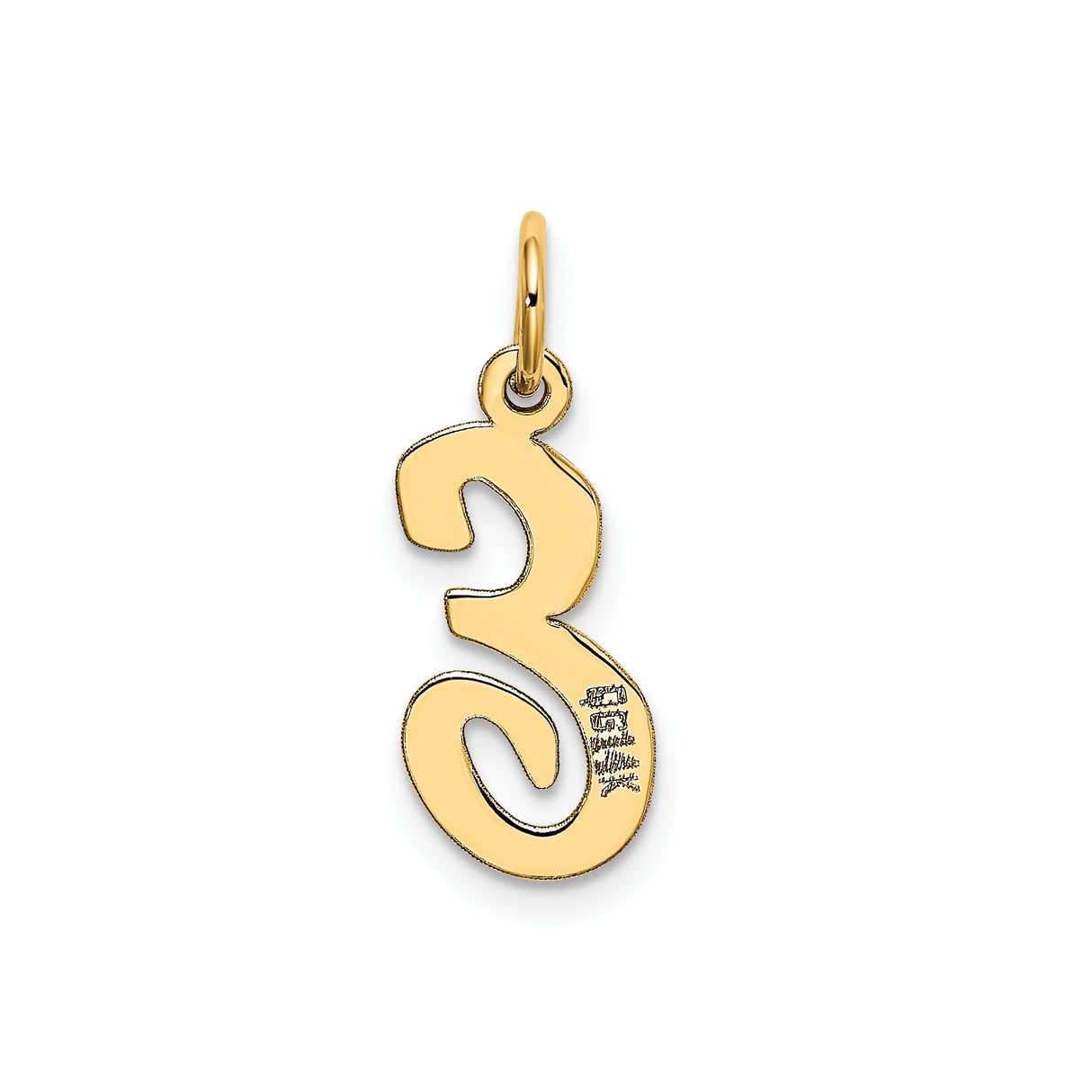 14k Yellow Gold Script Initial Pendant Charm, Uppercase Letter E in Cursive Style