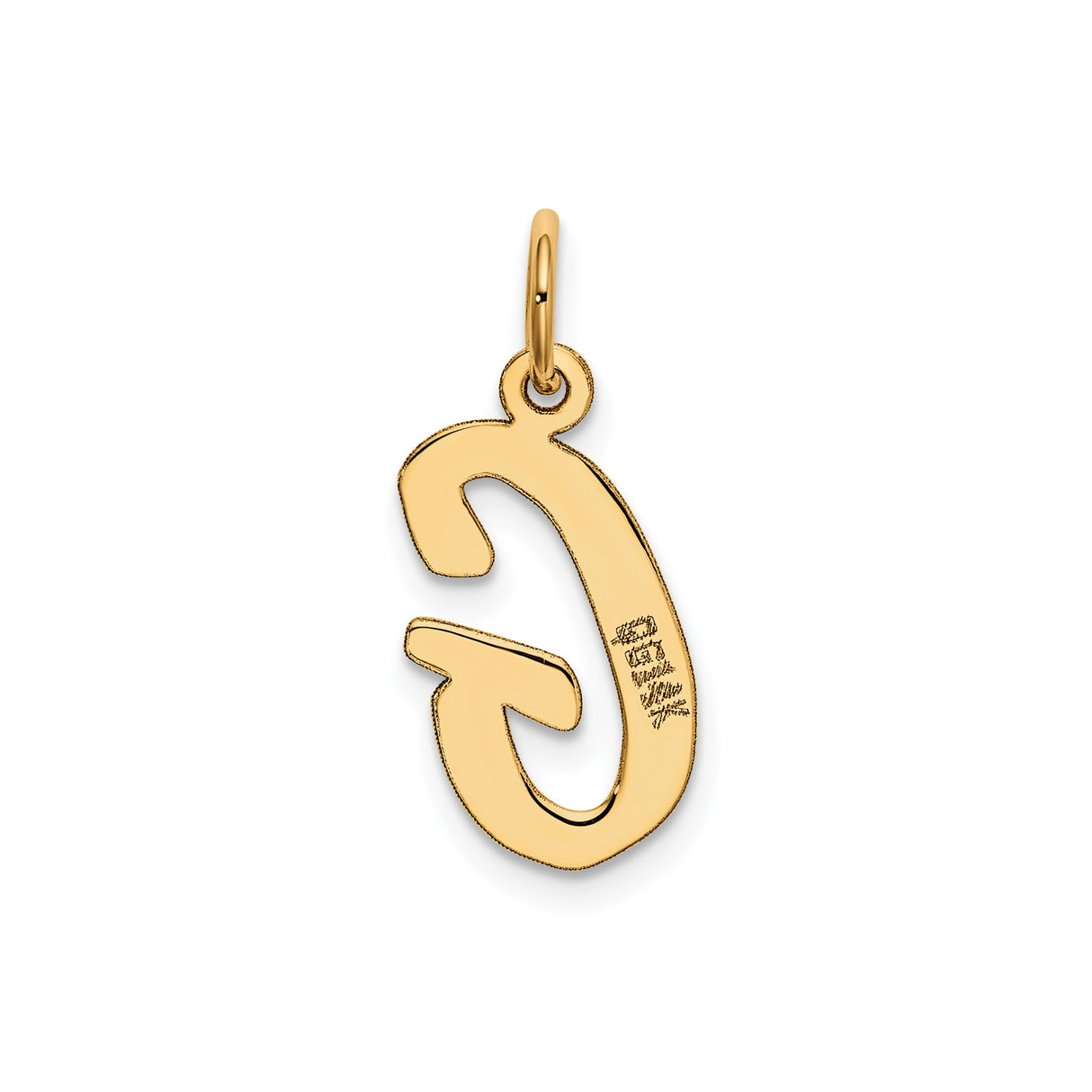 14k Yellow Gold Script Letter G Pendant, Polished Cursive Uppercase Initial Charm