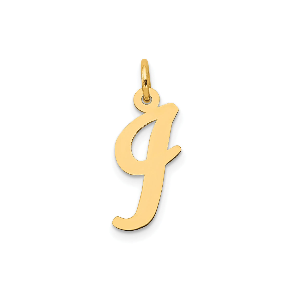 14k Yellow Gold Script Letter J Pendant Charm, Polished Uppercase Initial Jewelry for Women