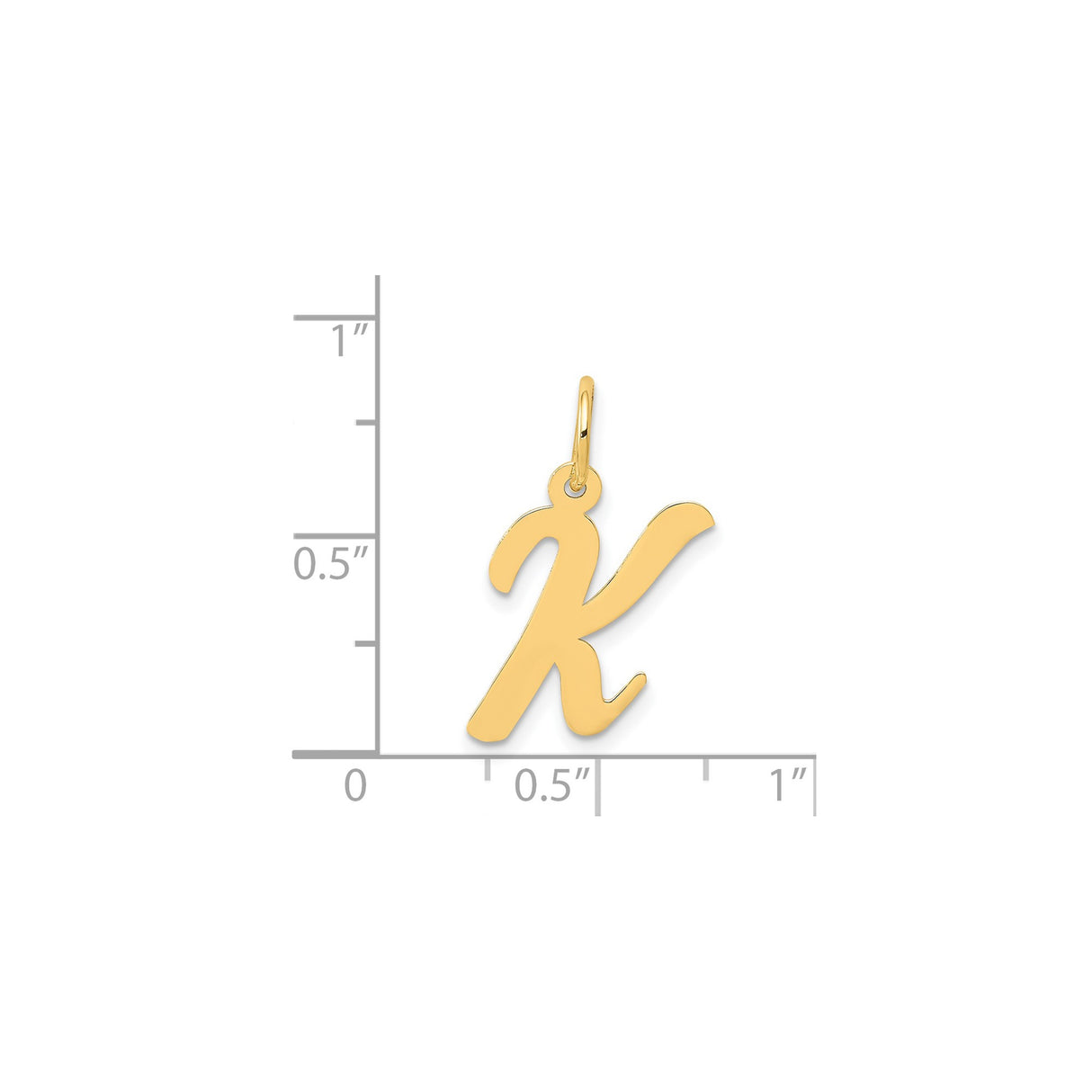 14k Yellow Gold Letter K Pendant Charm, Polished Script Initial, Minimalist Monogram Jewelry
