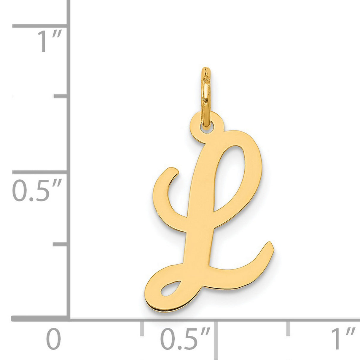 14k Yellow Gold Script Initial Pendant, Cursive Letter L Charm for Women