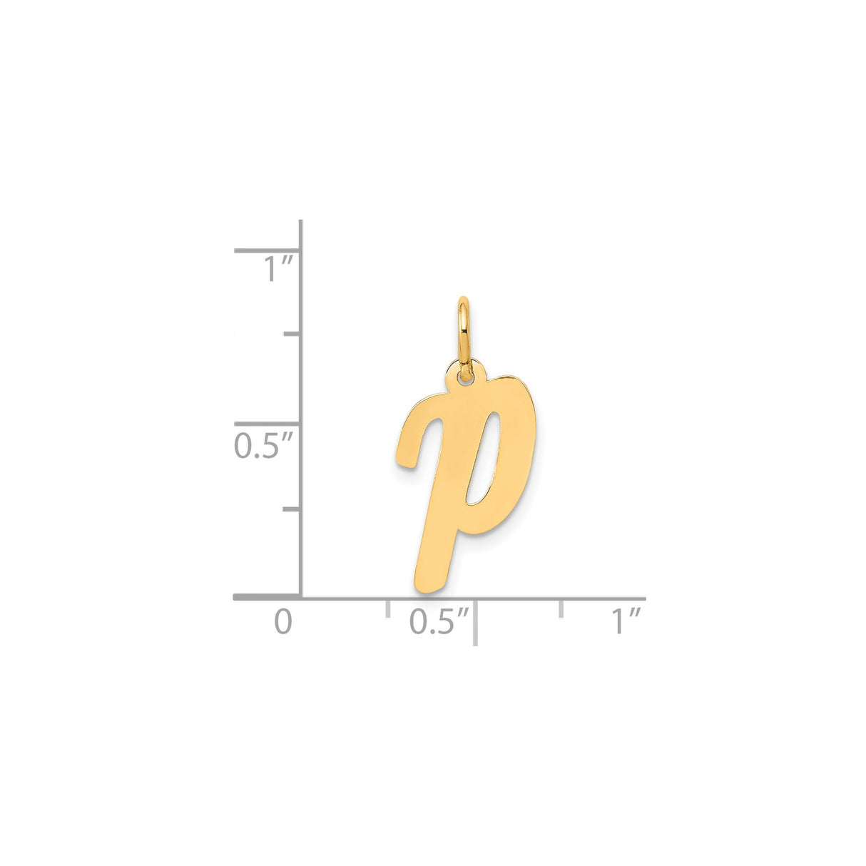 14k Yellow Gold Letter P Pendant Charm, Polished Script Initial, Minimalist Monogram Jewelry