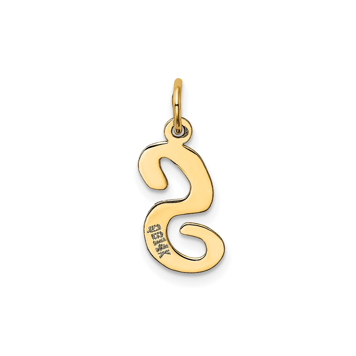 14k Yellow Gold S Initial Pendant Charm, Flat Script Letter Monogram Jewelry for Women or Unisex