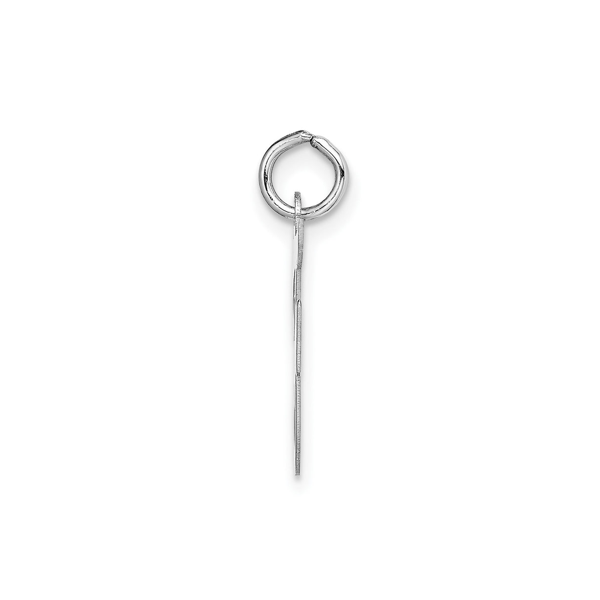 14k White Gold Script Letter F Pendant, Polished Cursive Initial Charm for Women