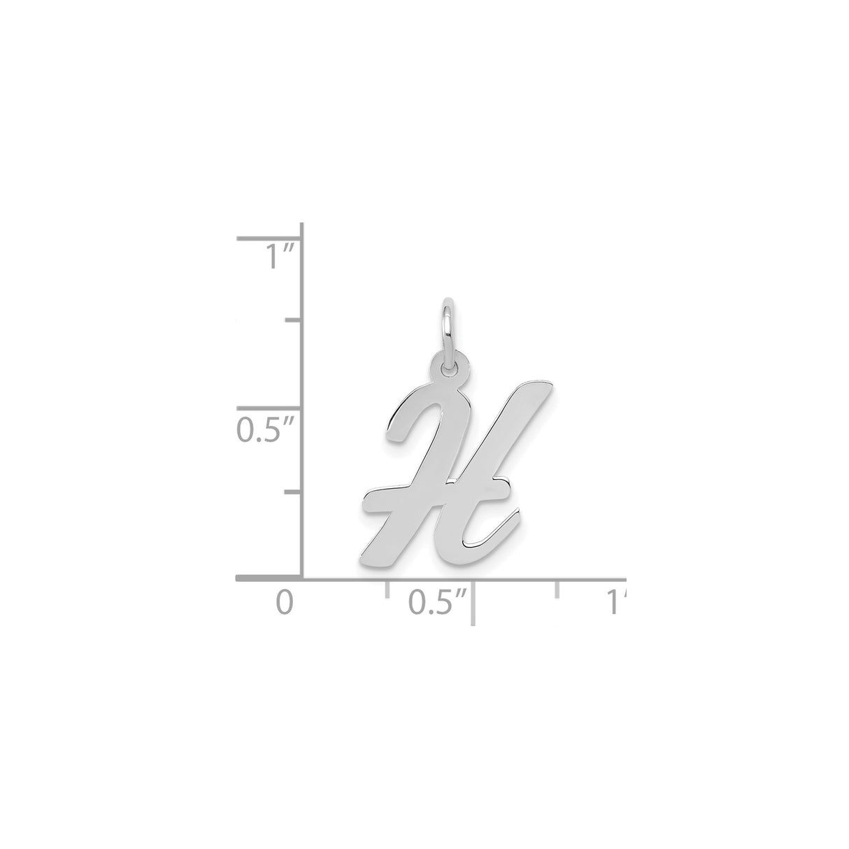 14k White Gold Initial H Pendant, Script Letter Charm, Cursive Monogram Jewelry for Women