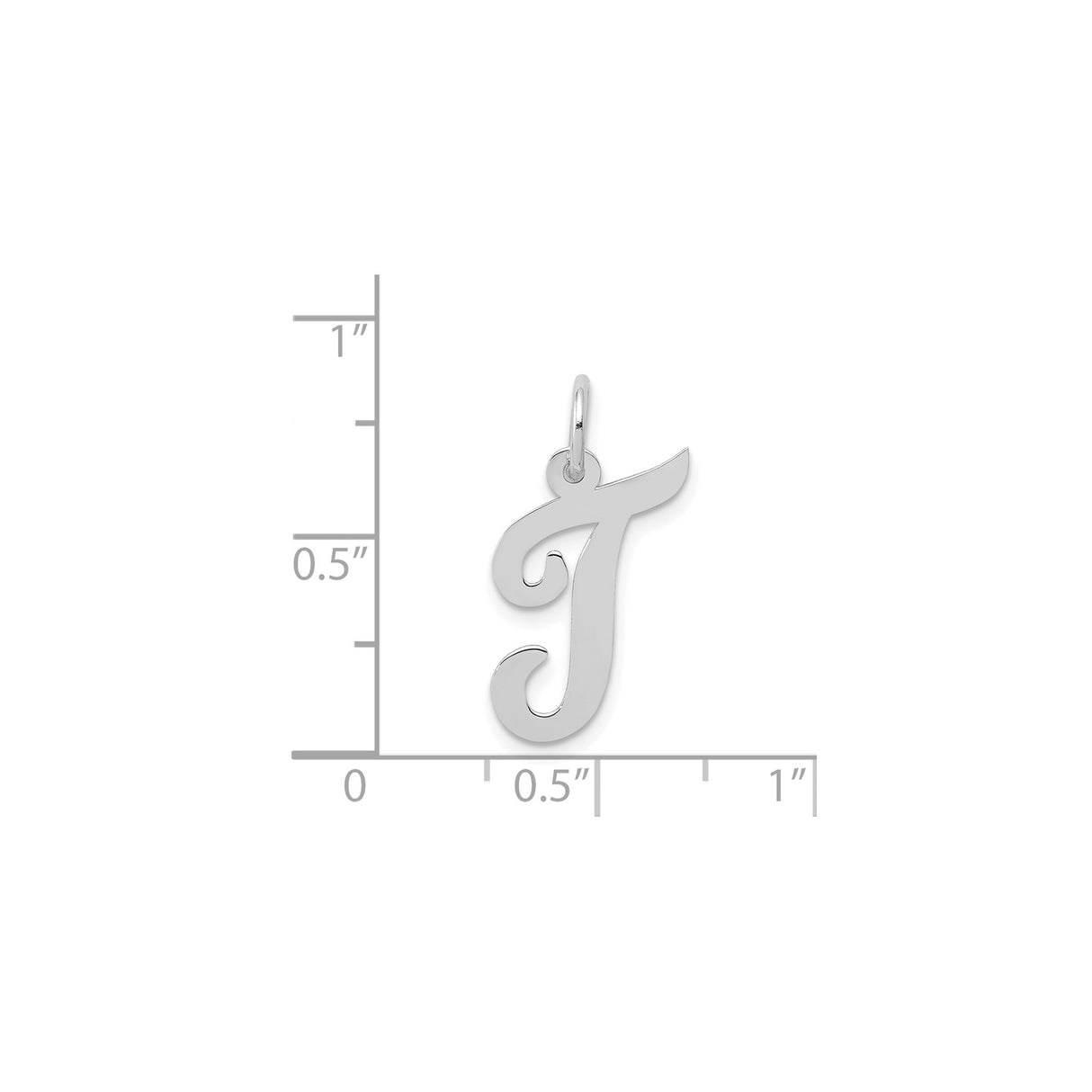 14k White Gold Initial J Pendant, Polished Script Letter Charm for Women