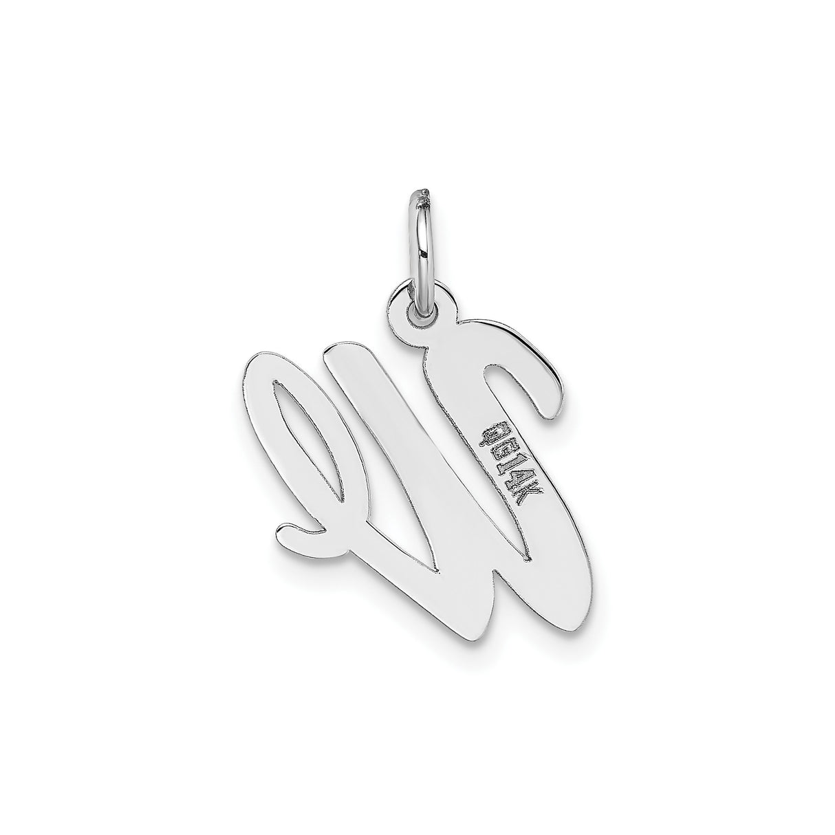 14k White Gold Script We Pendant Charm, Polished Unisex Initial Jewelry, Symbolic Unity Letter