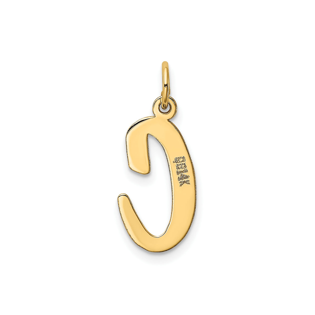 14k Yellow Gold Initial Pendant, Uppercase Letter C Script Charm, Polished Finish