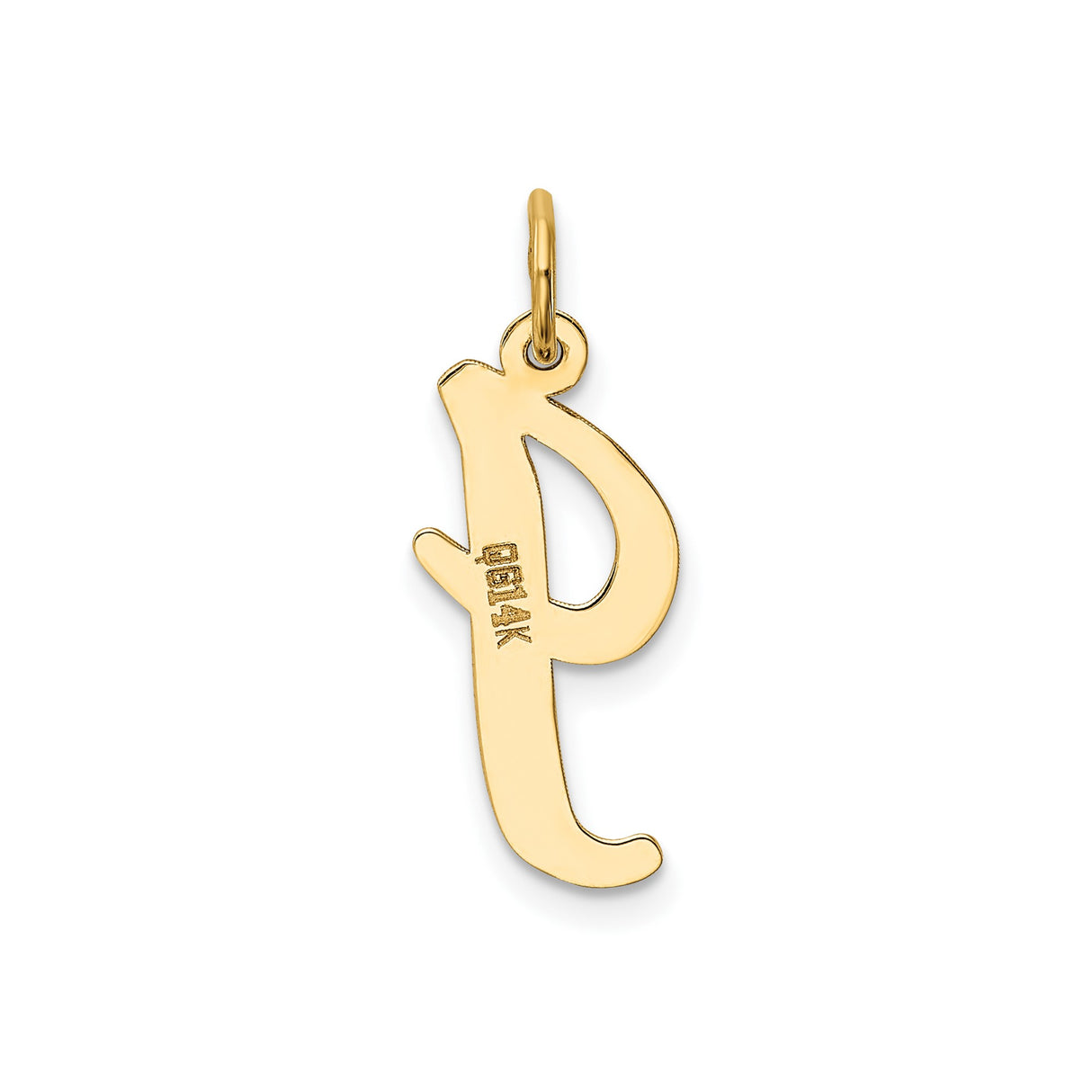 14k Yellow Gold Lowercase G Initial Pendant, Polished Script Letter Charm