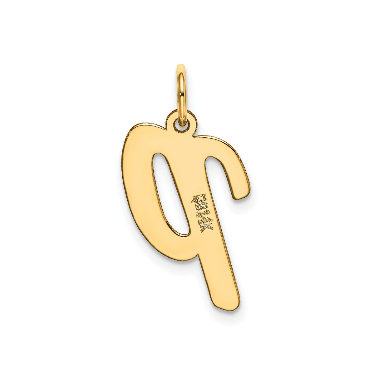 14k Yellow Gold Script Letter P Pendant Charm, Polished Initial Jewelry for Women