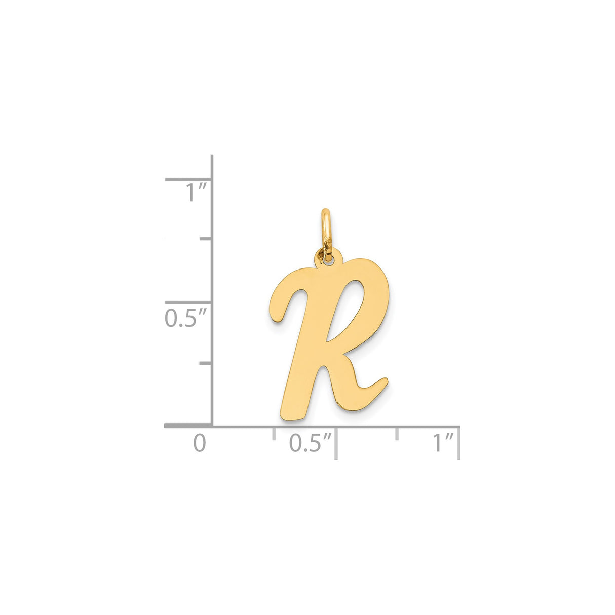 14k Yellow Gold Initial R Pendant Charm, Polished Script Letter, Monogram Jewelry for Women or Unisex