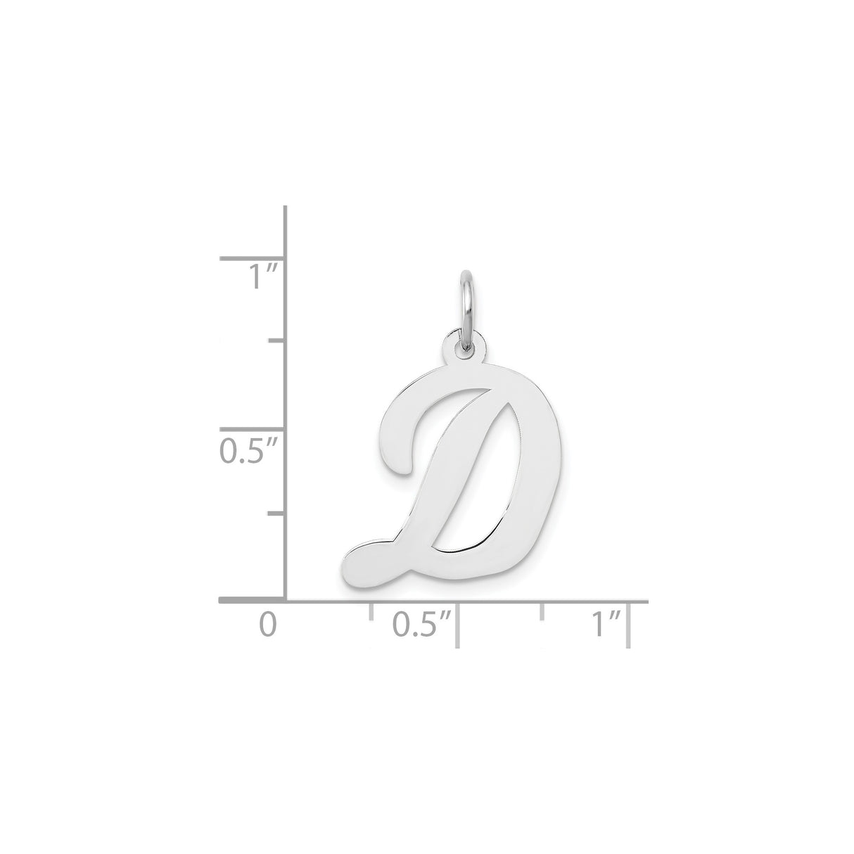 14k White Gold Initial Pendant Charm, Cursive Letter D Monogram Design for Women