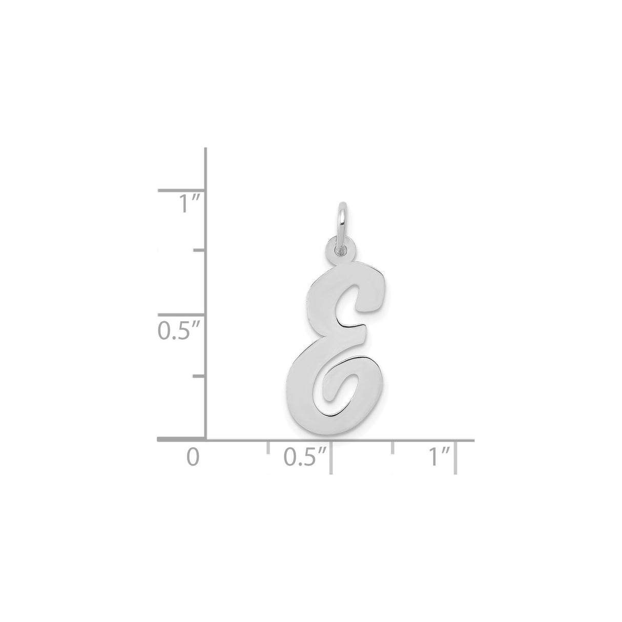 14k White Gold Script Letter E Pendant Charm, Polished Cursive Initial Jewelry for Women