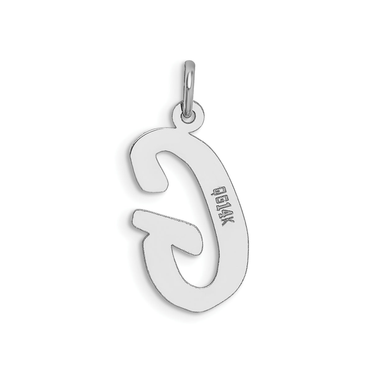 14k White Gold Script Letter G Pendant, Polished Initial Charm for Women