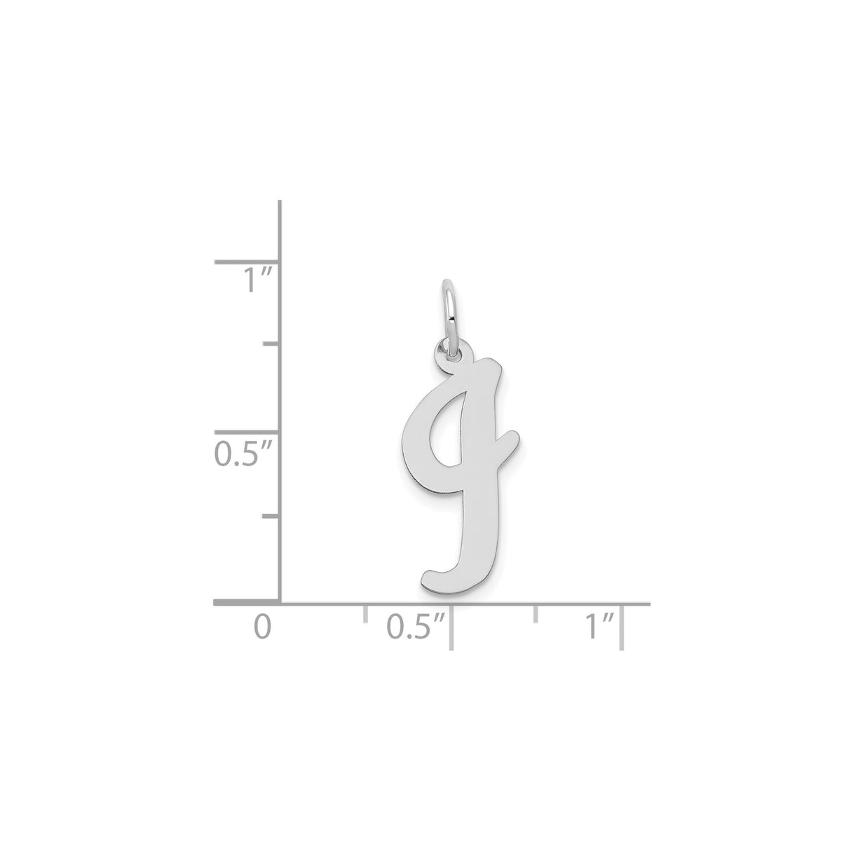14k White Gold Initial Pendant, Polished Script Letter J Charm, Minimalist Monogram Jewelry