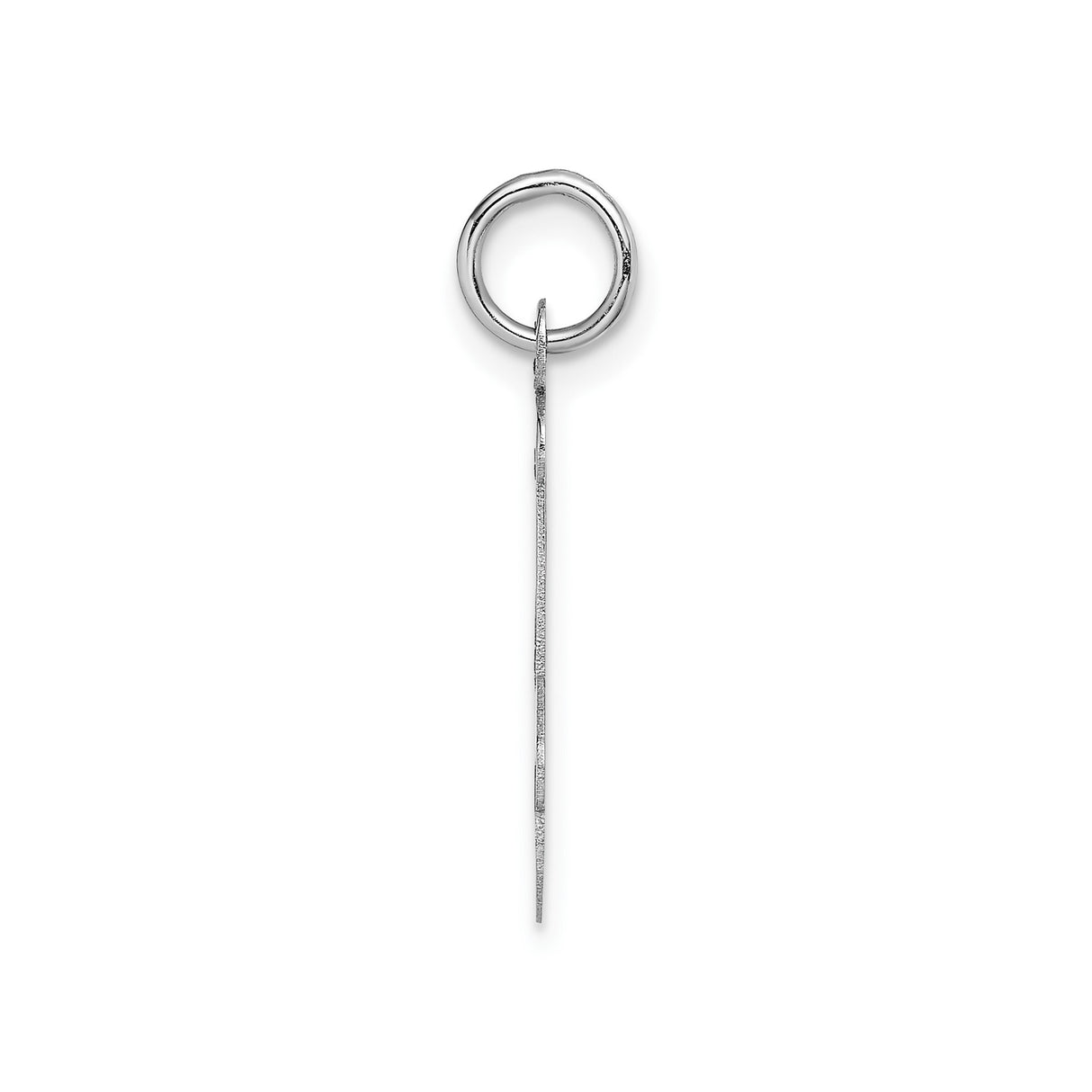 14k White Gold Initial J Pendant Charm, Polished Block Letter Design