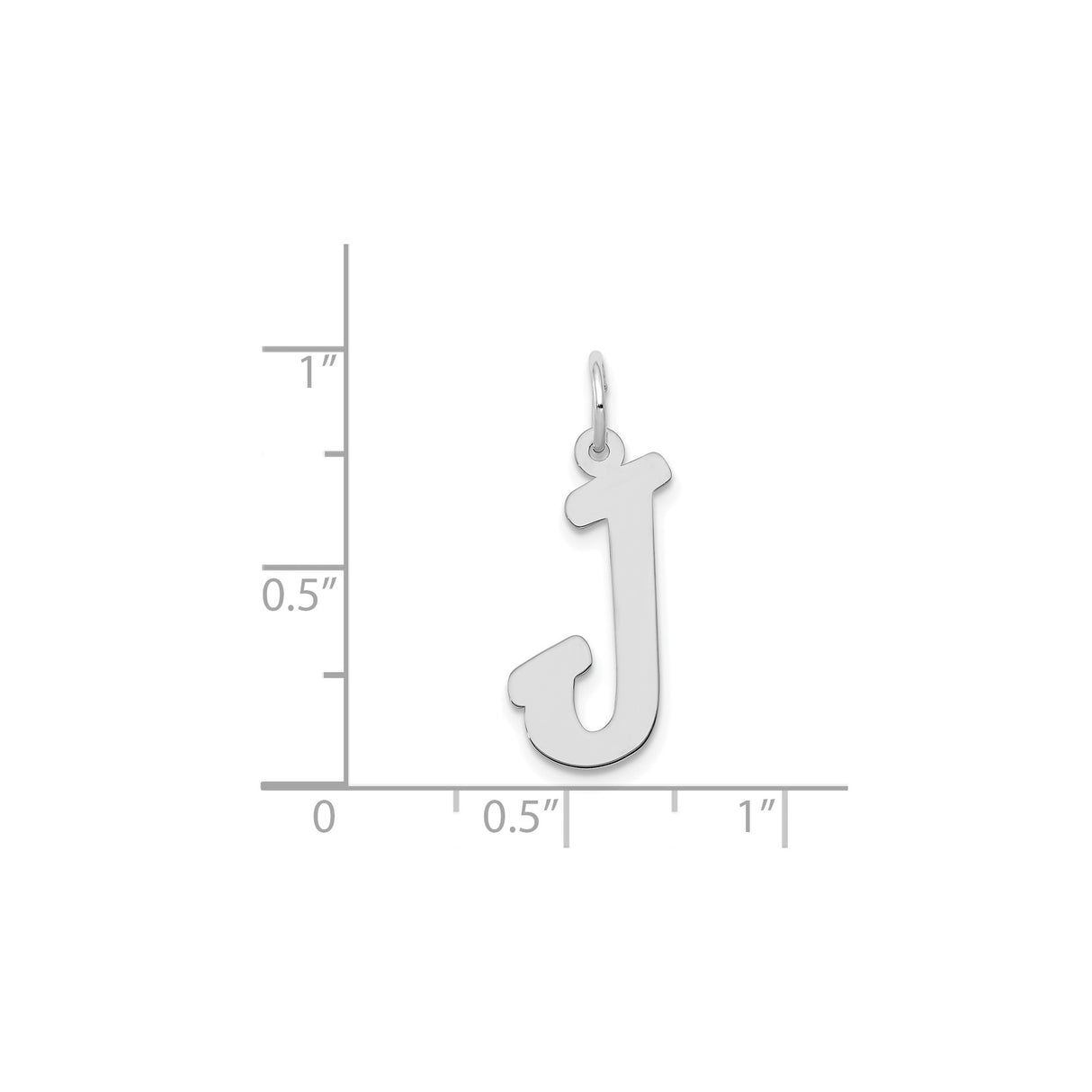 14k White Gold Initial J Pendant Charm, Polished Block Letter Design