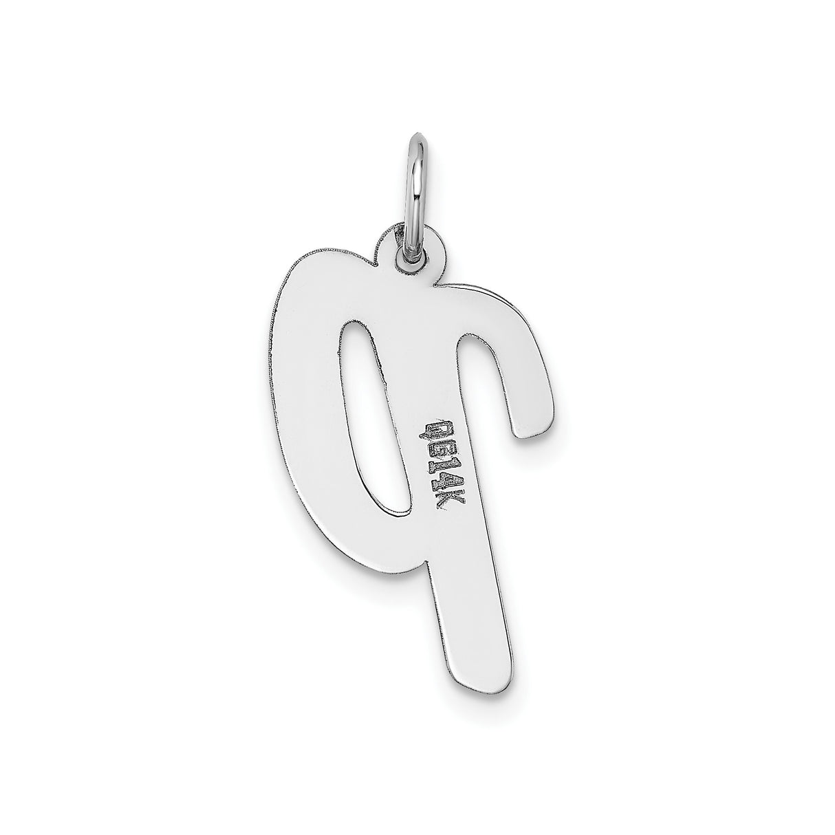 14k White Gold Letter P Pendant Charm, Lowercase Script Initial Monogram for Women