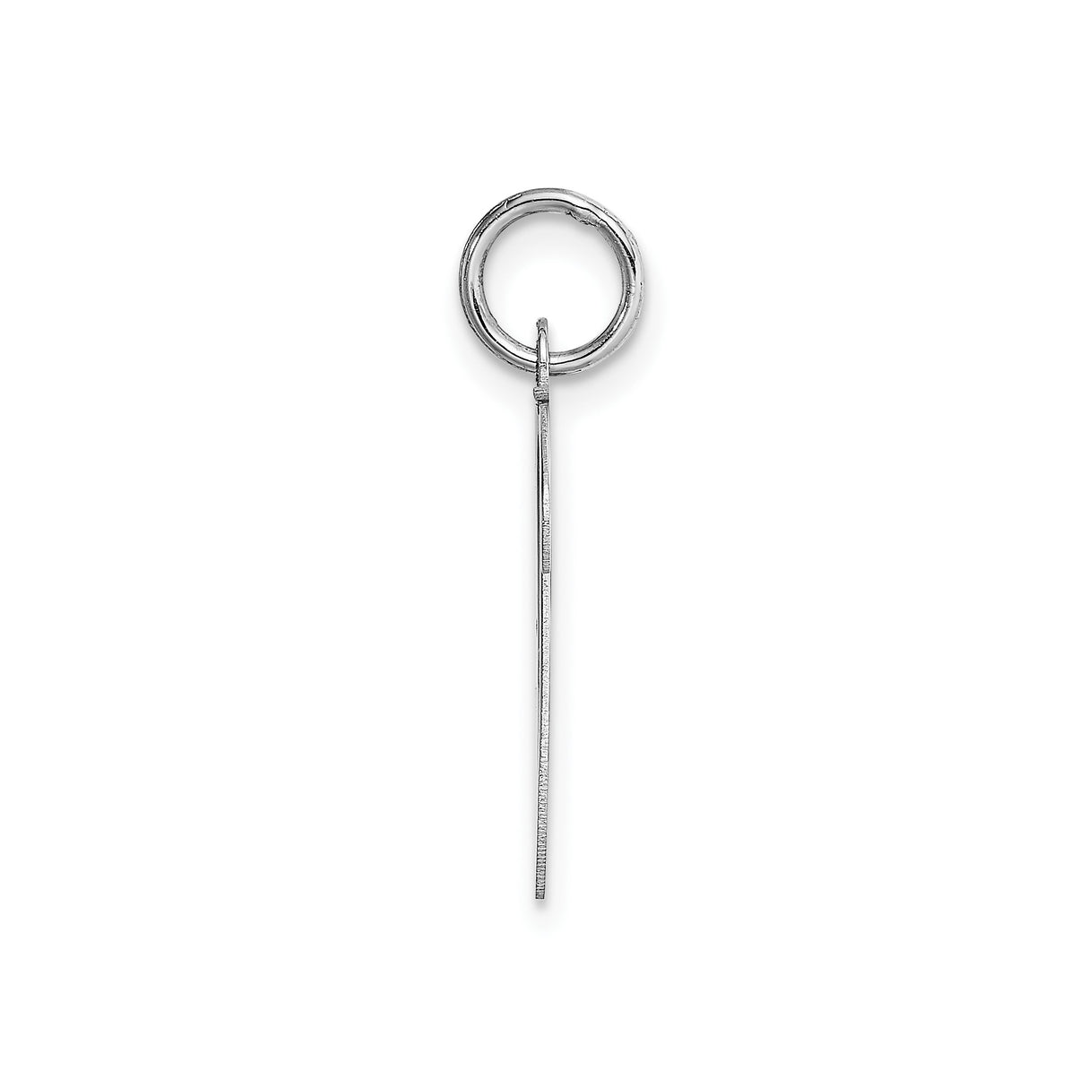 14k White Gold Script Initial V Pendant, Polished Cursive Letter Charm for Women