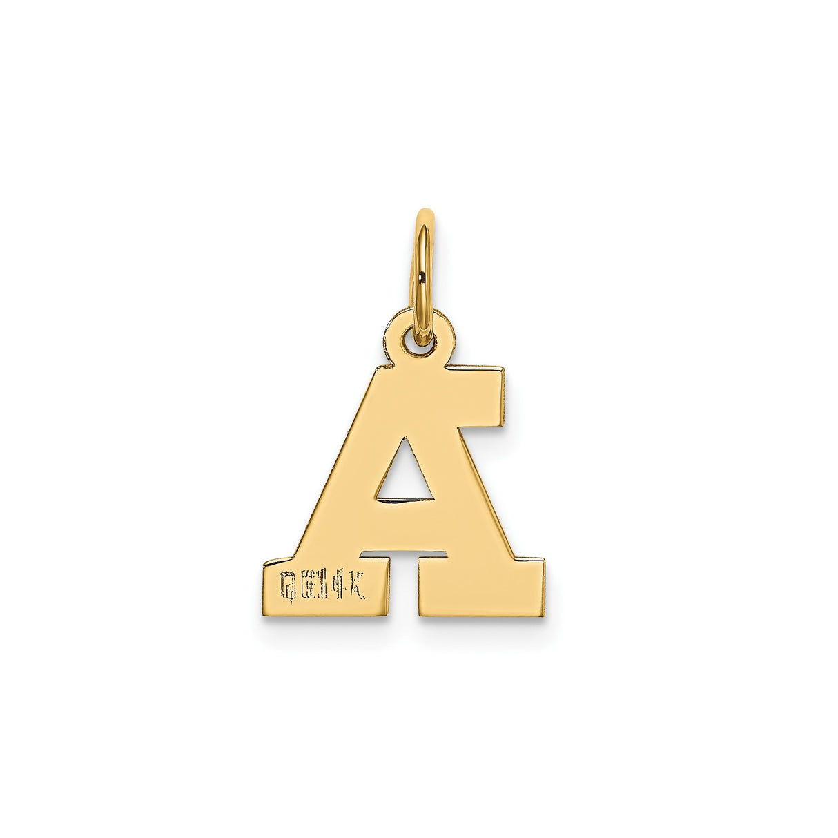 14k Yellow Gold Letter A Pendant, Solid Initial Charm, Bold Block Capital Monogram for Men or Women