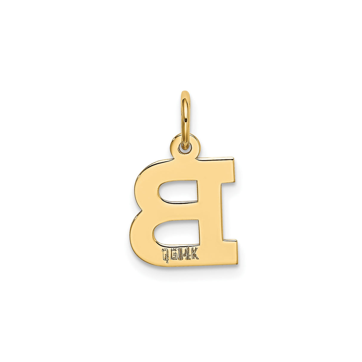 14k Yellow Gold Initial Pendant Charm, Block Letter B Monogram, Unisex Alphabet Jewelry