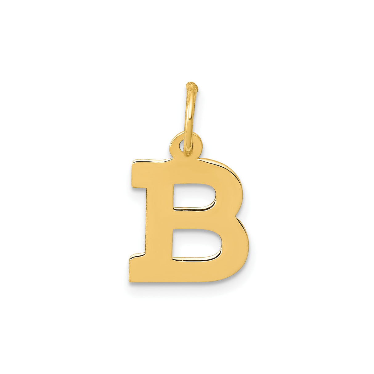 14k Yellow Gold Initial Pendant Charm, Block Letter B Monogram, Unisex Alphabet Jewelry