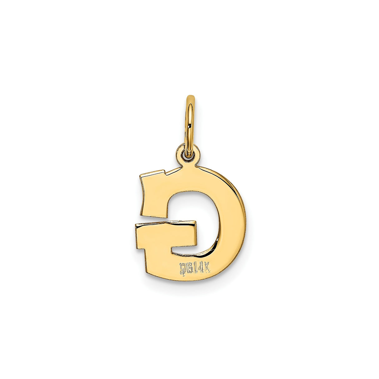 14k Yellow Gold Initial G Pendant, Polished Block Letter Charm, Minimal Monogram Jewelry