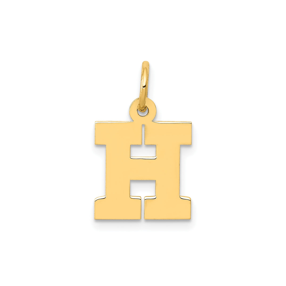 14k Yellow Gold Letter H Pendant Charm, High Polish Initial Jewelry for Women or Unisex Wear