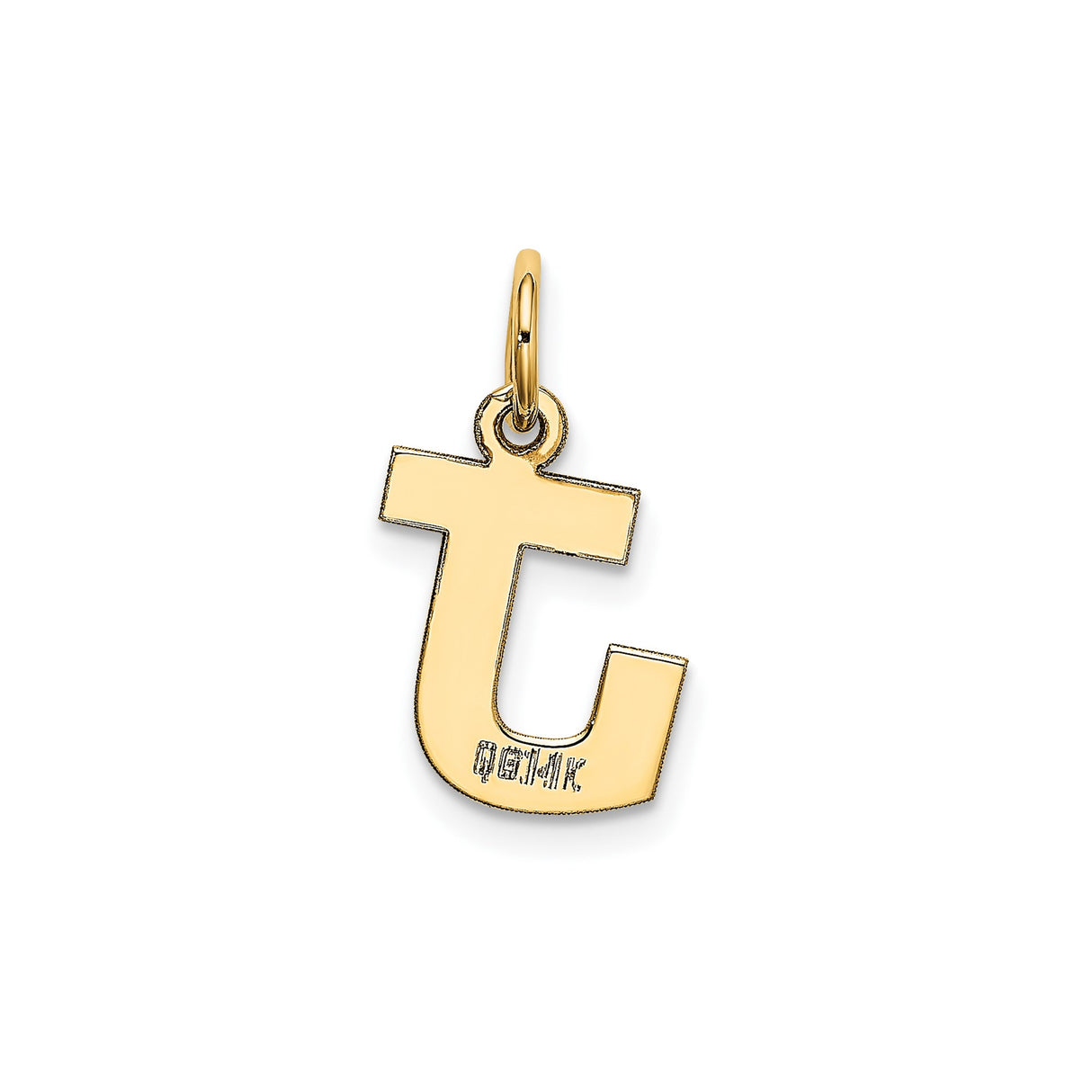 14k Yellow Gold Letter J Pendant Charm, Polished Block Initial Monogram Jewelry for Women or Unisex