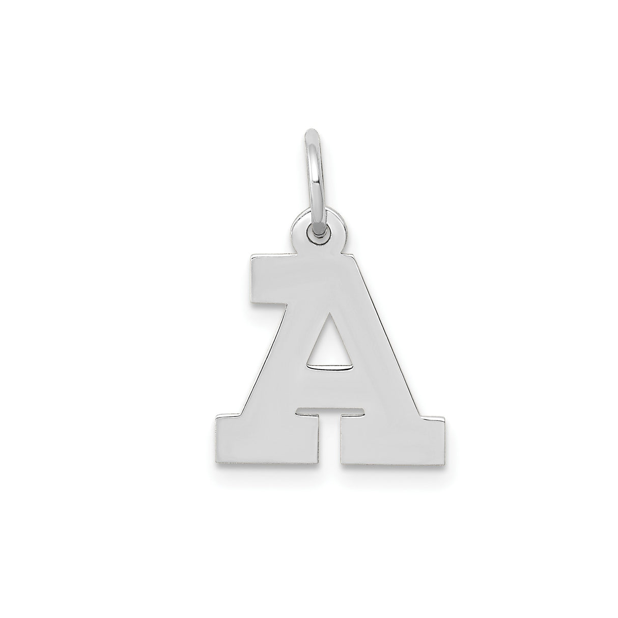 14k White Gold Initial A Pendant, Bold Block Letter Charm, Unisex Monogram Jewelry