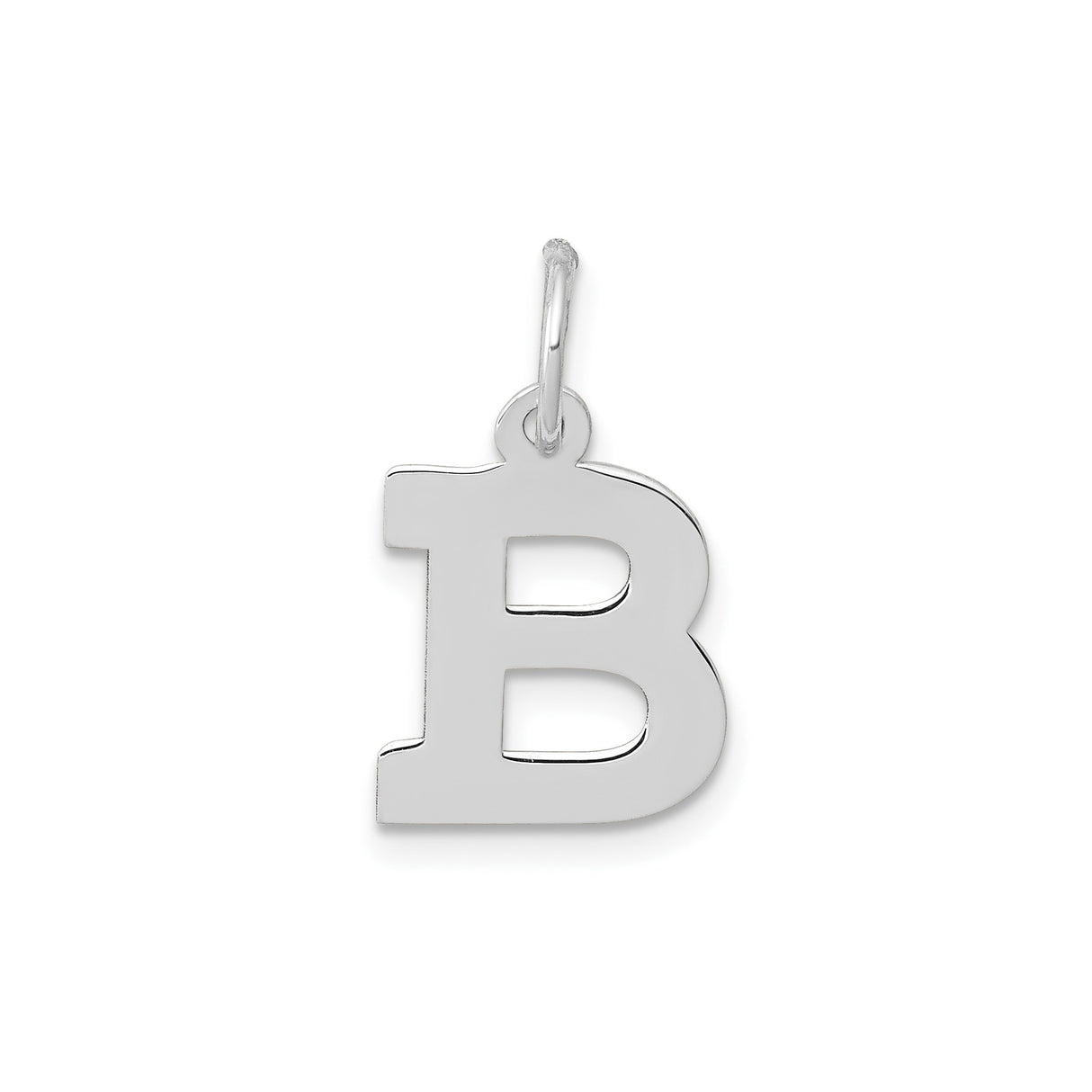 14k White Gold Initial B Pendant, Block Style Capital Letter Charm, Polished Monogram Jewelry