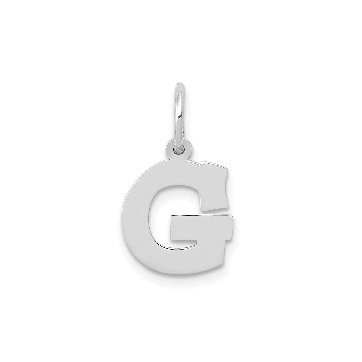 14k White Gold Letter G Pendant Charm, Polished Block Initial Jewelry for Women or Unisex