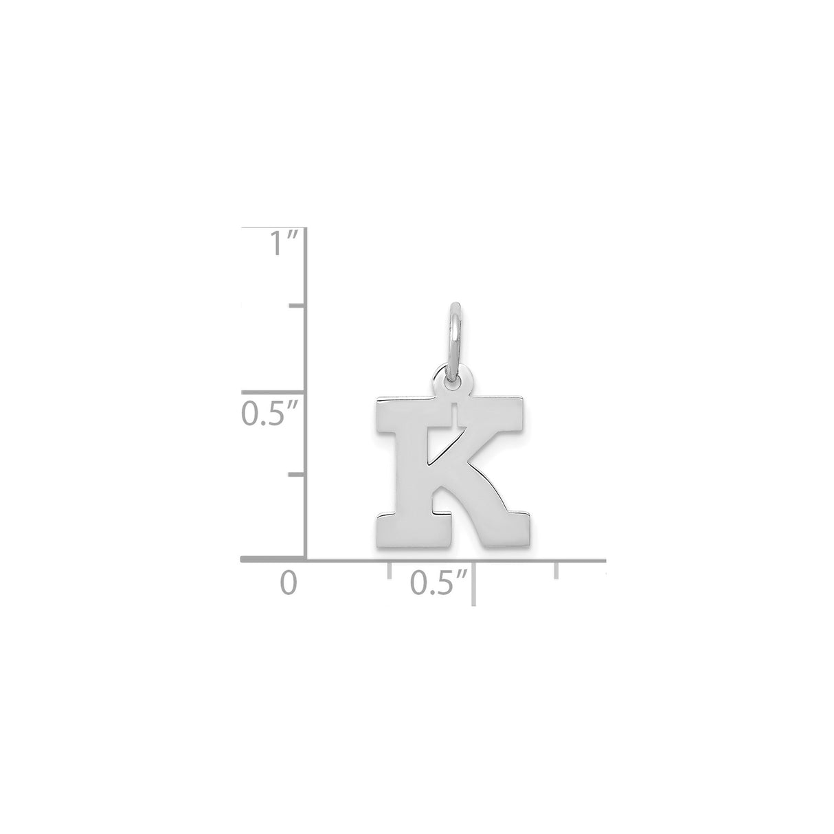 14k White Gold Initial K Pendant Charm, Bold Serif Letter, Polished Finish, Unisex Jewelry
