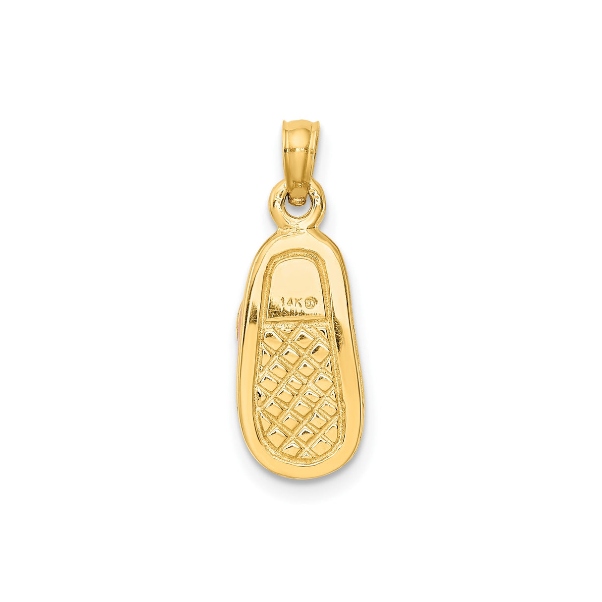 14k Yellow Gold Baby Shoe Pendant with Floral Design, Symbolic Motherhood Charm