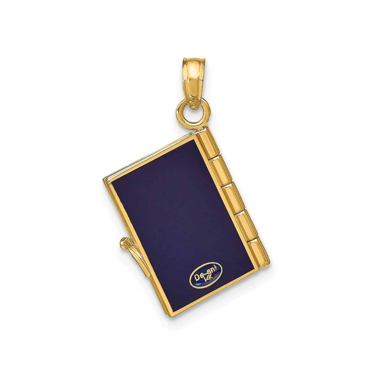 14k Yellow Gold Passport Charm Pendant, Enamel USA Great Seal Travel Jewelry, Unisex Patriotic Theme