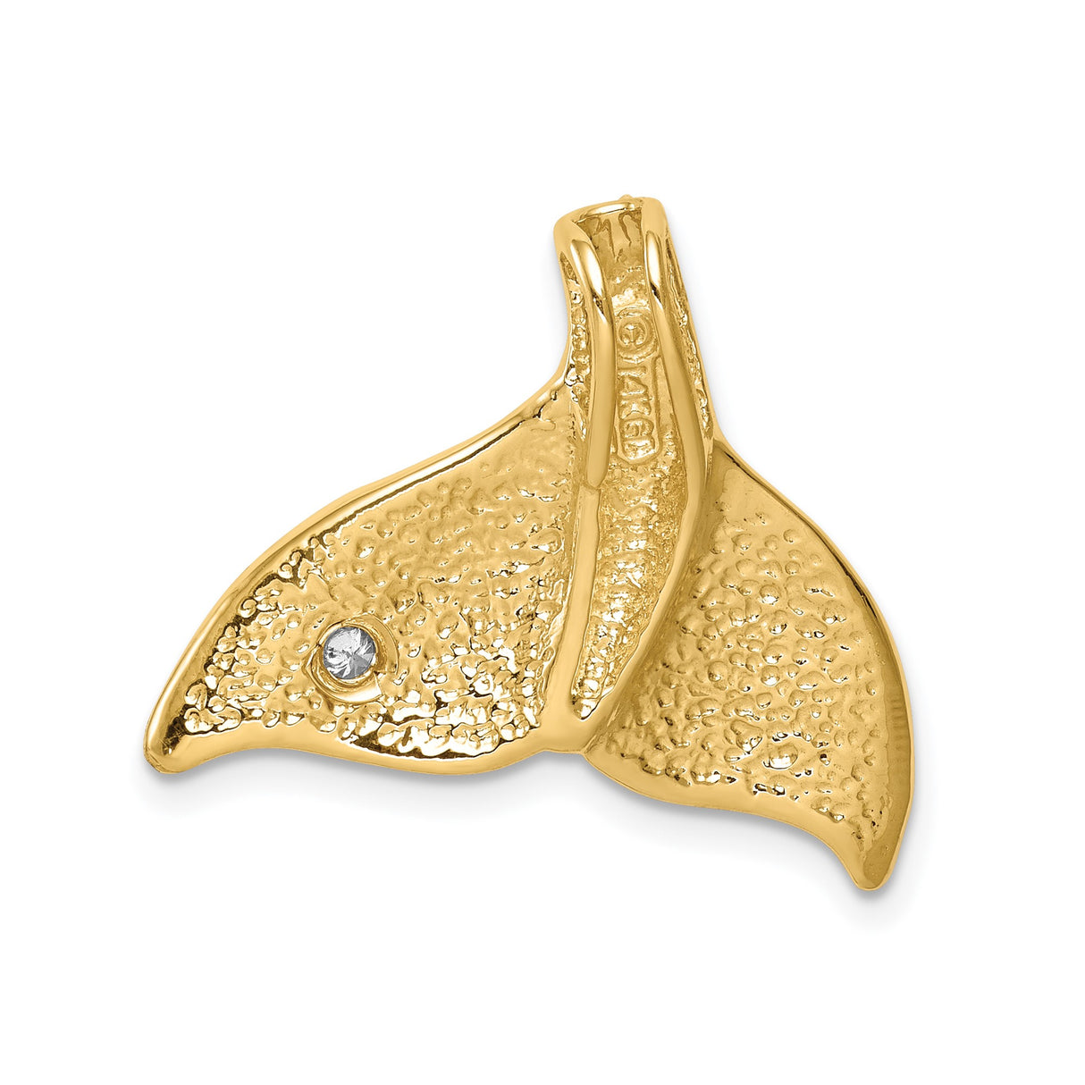 14k Yellow Gold Whale Tail Pendant with Diamond Accent, Nautical Marine Life Charm