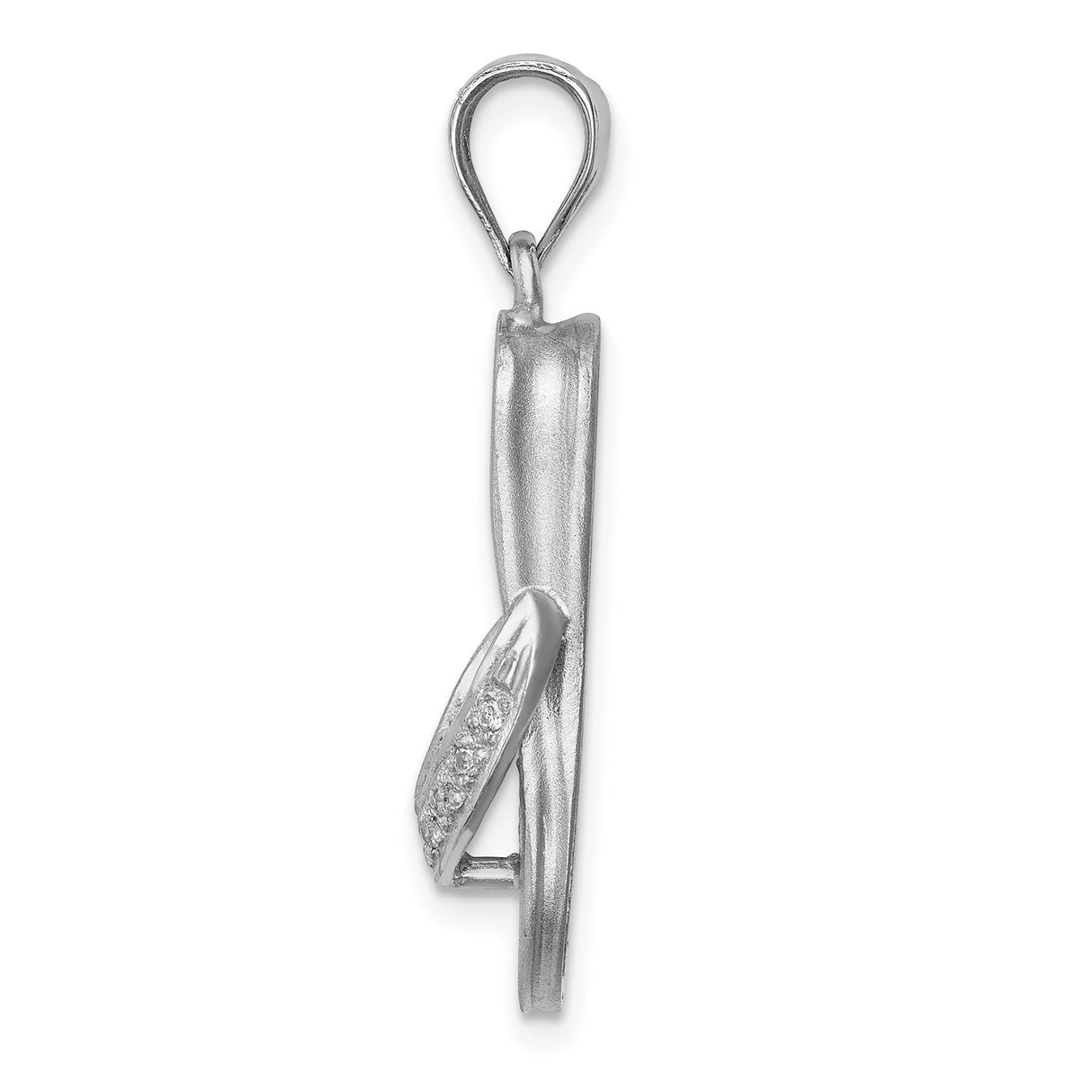 14k White Gold Flip Flop Sandal Pendant with Diamond Accents, Beach Vacation Jewelry