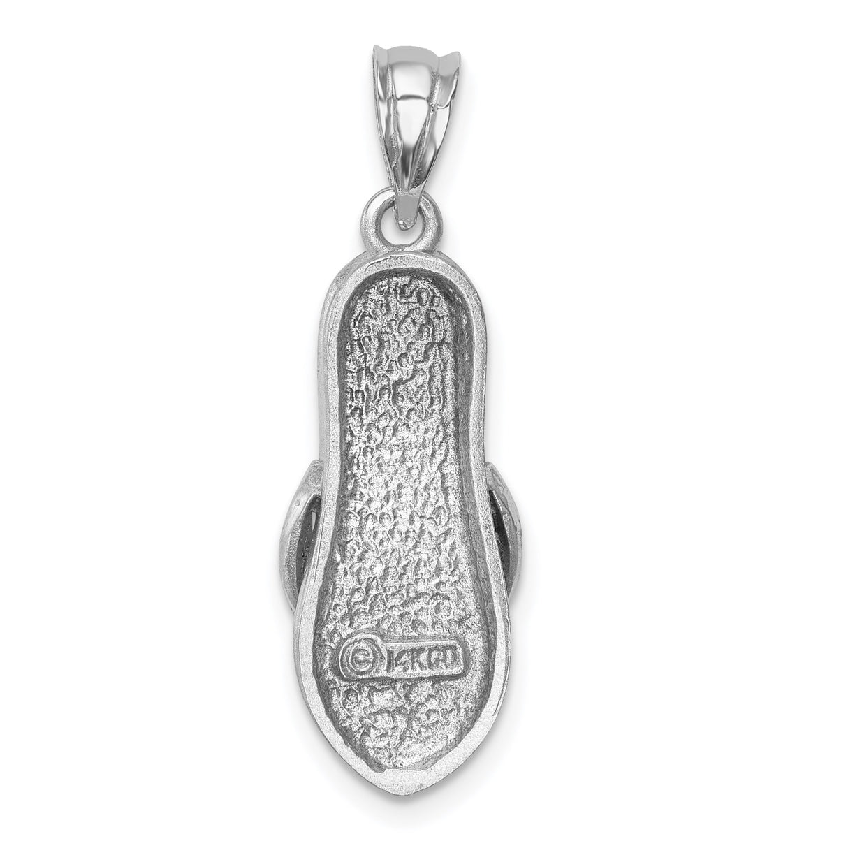 14k White Gold Flip Flop Sandal Pendant with Diamond Accents, Beach Vacation Jewelry