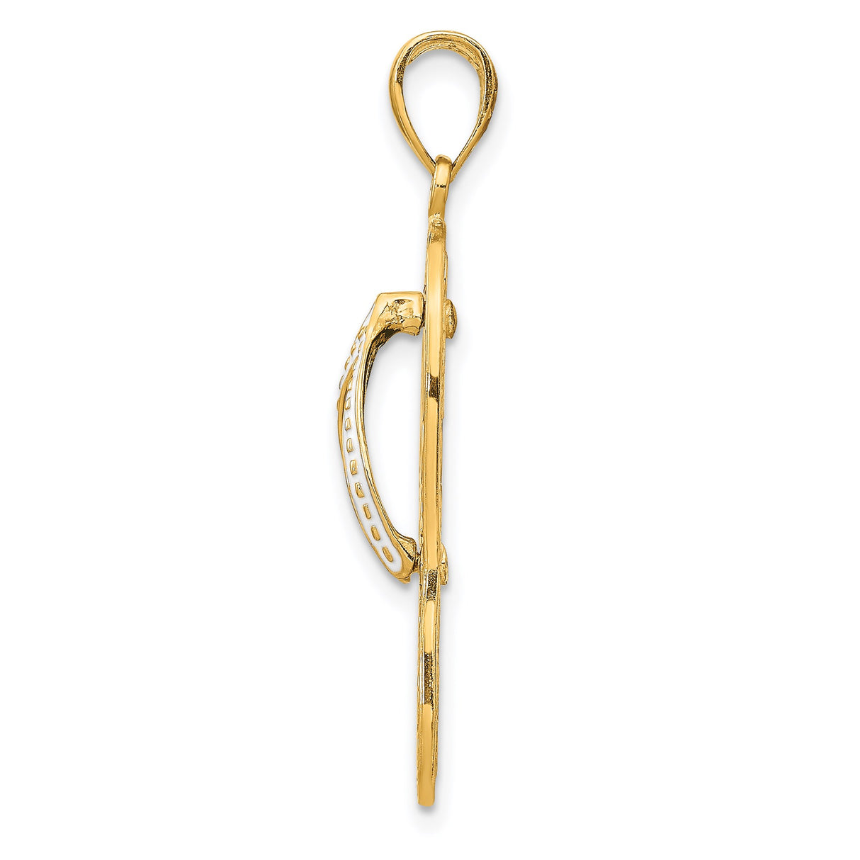 14k Yellow Gold Flip-Flop Pendant with Green Enamel Sea Turtles, Tropical Beach Charm