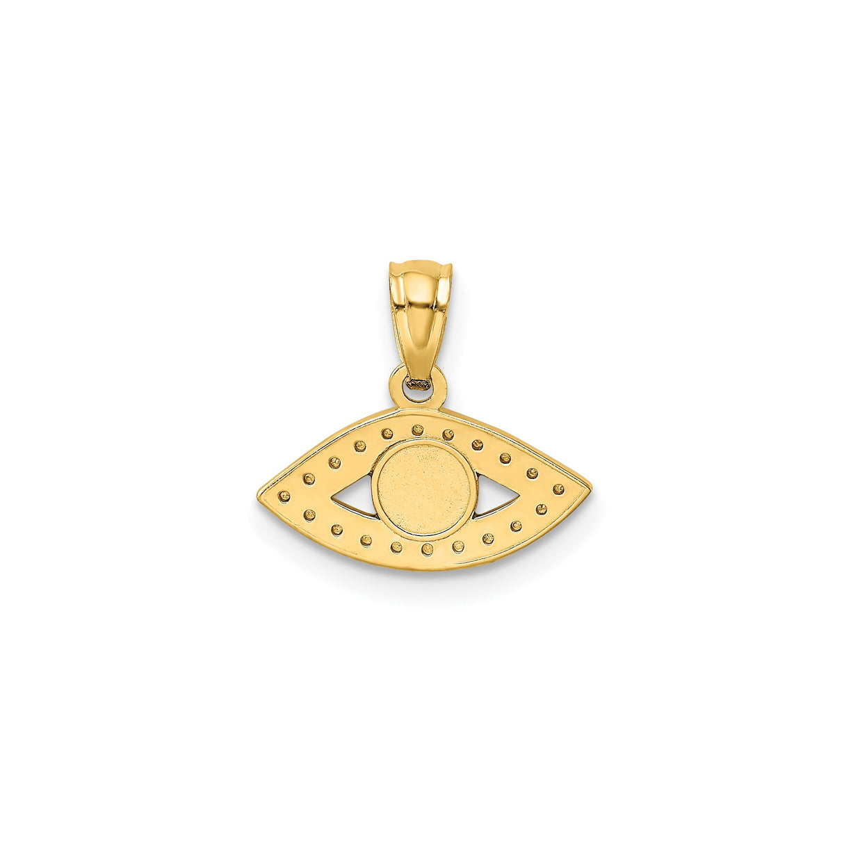 14k Yellow Gold Evil Eye Pendant with Blue and Black Design, Protection Talisman for Women