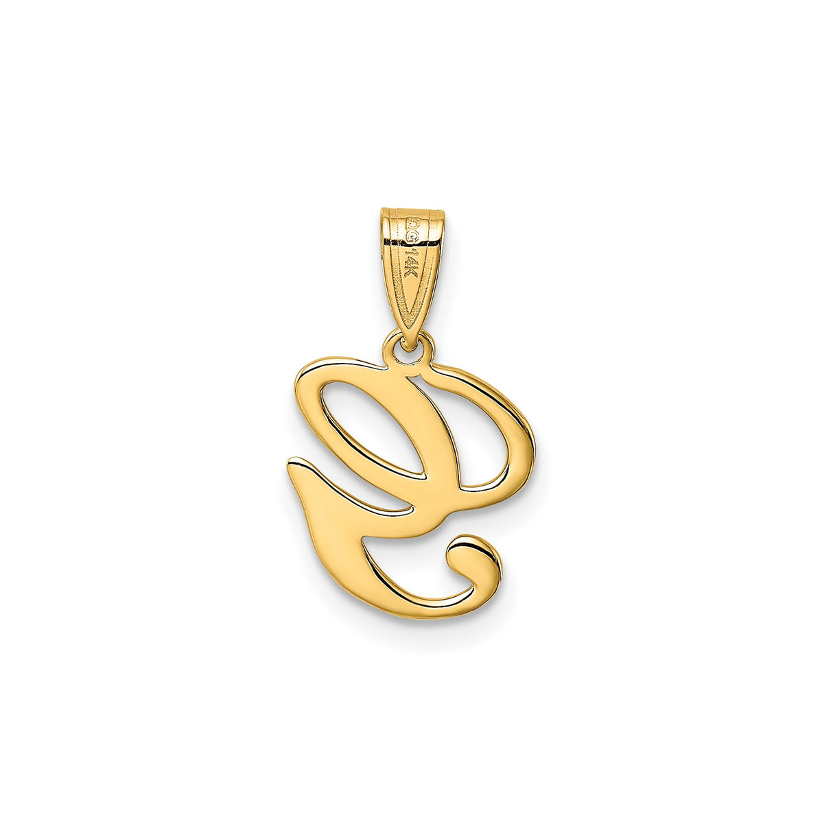 14k Yellow Gold Initial G Pendant, Script Letter Charm with Polished Finish for Women