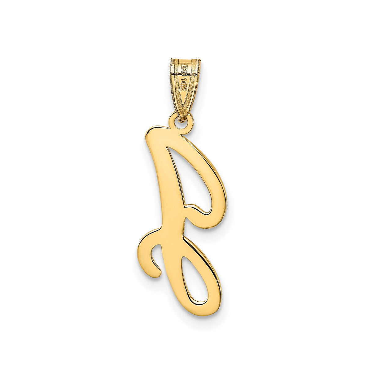 14k Yellow Gold Script Initial J Pendant, Cursive Letter Charm for Women