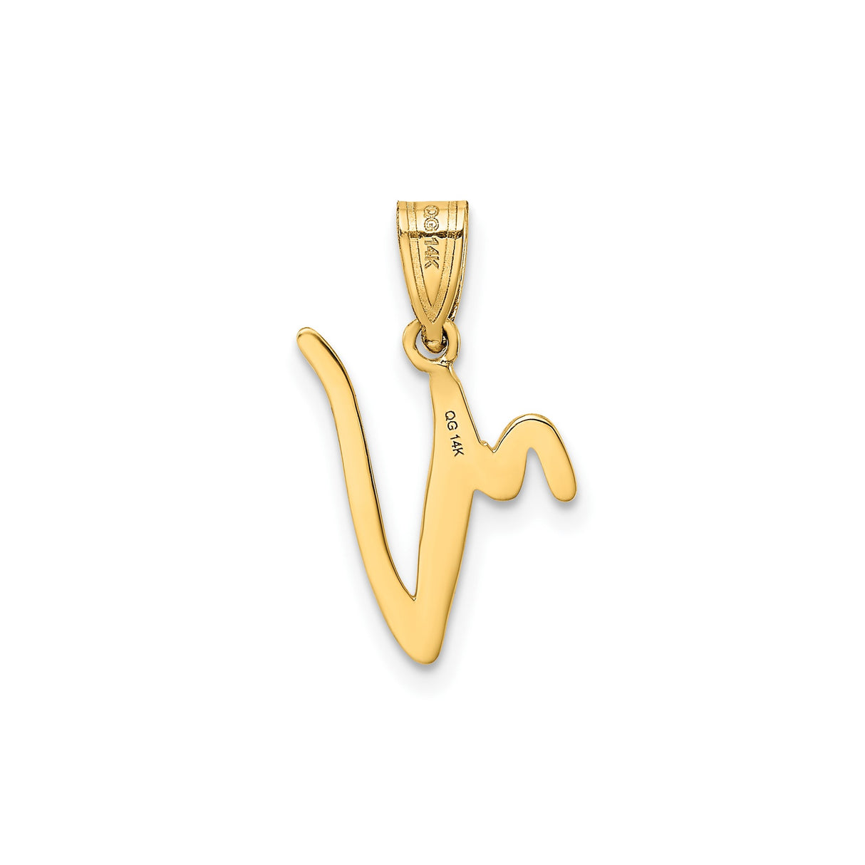 14k Yellow Gold Pendant, Script Letter W Charm in Cursive Monogram Style