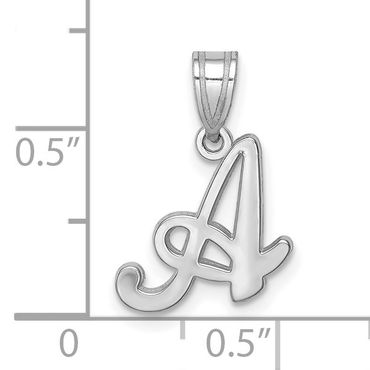 14k White Gold Initial A Pendant, Cursive Letter Charm for Women
