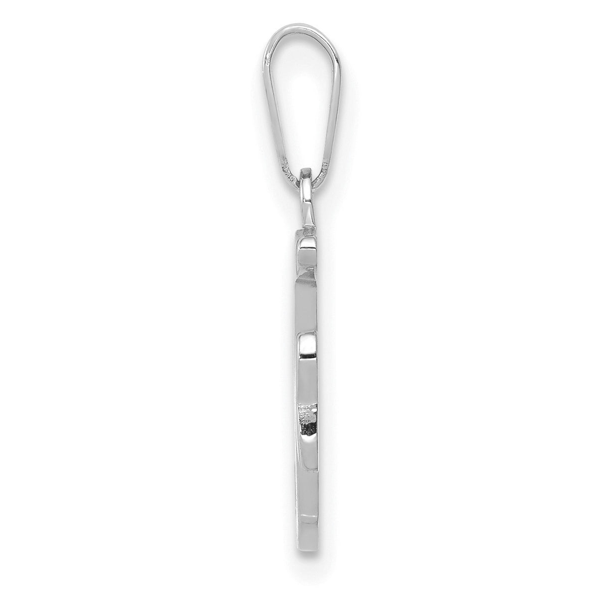 14k White Gold Script Letter F Pendant, Polished Initial Charm Jewelry for Women