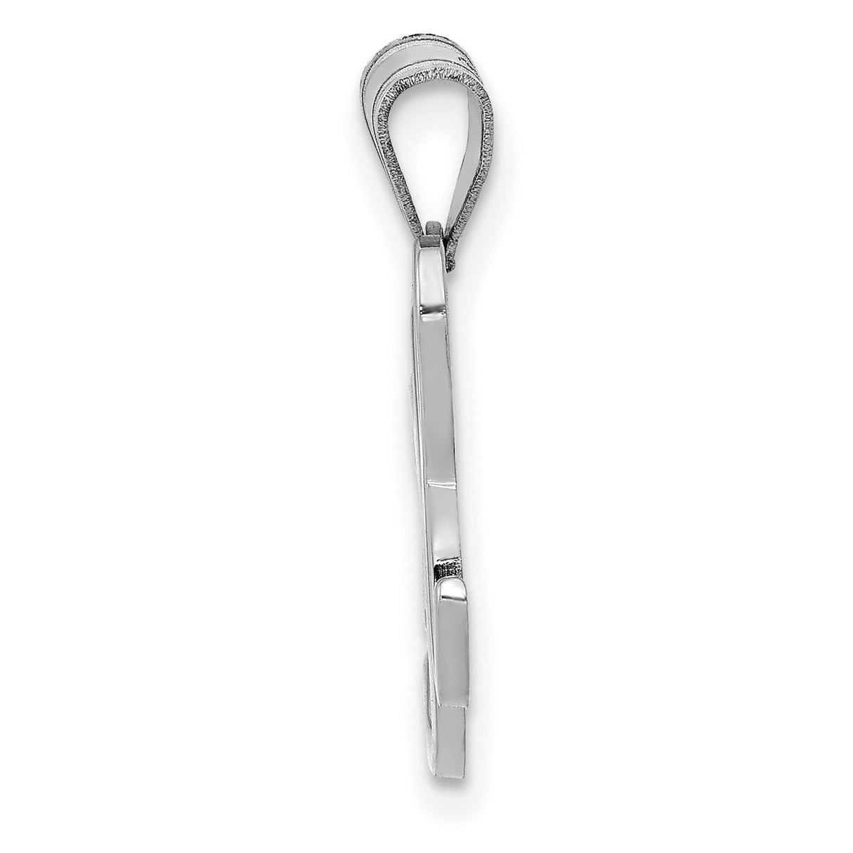 14k White Gold Script Initial H Pendant, Polished Cursive Letter Charm for Women