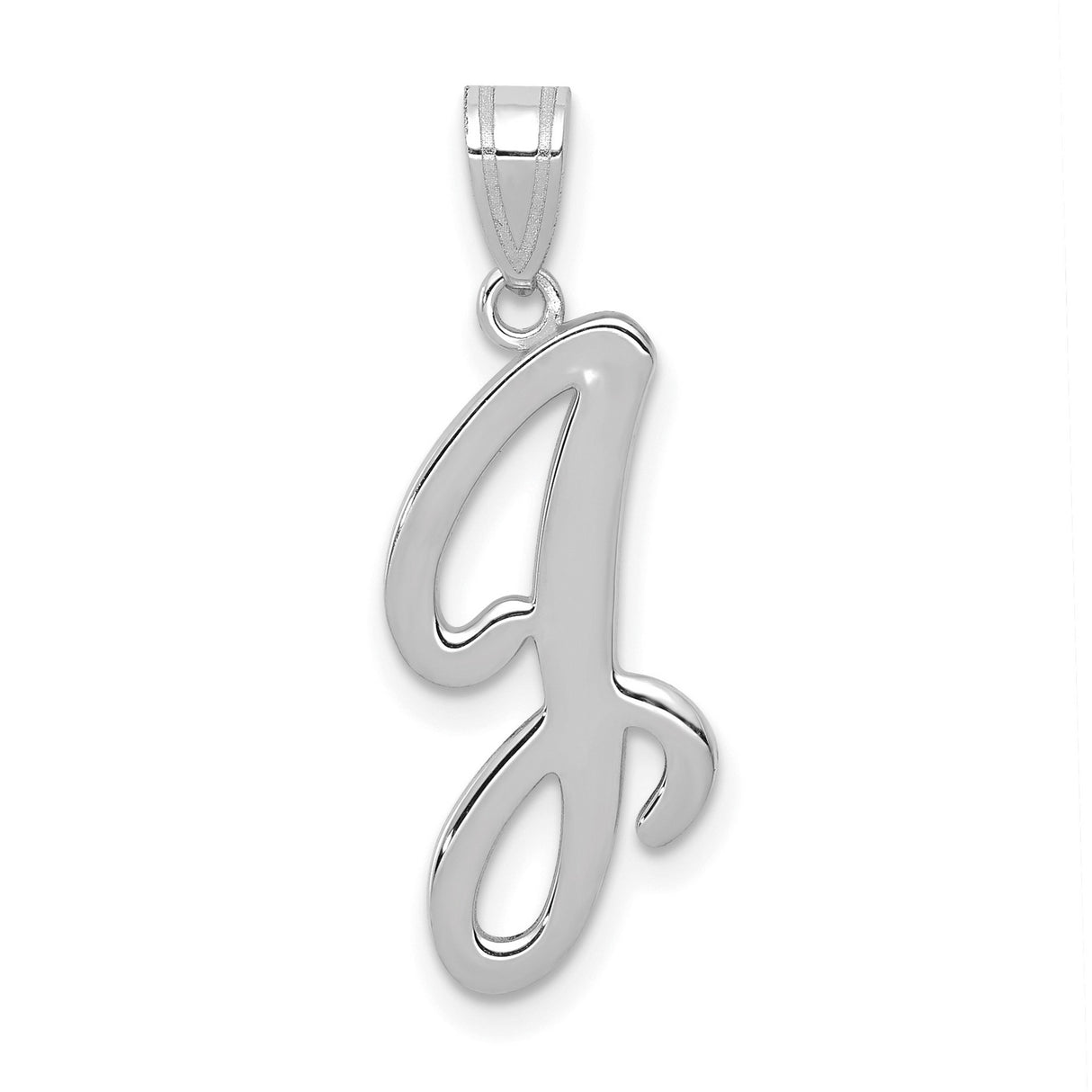14k White Gold Script Letter J Pendant, Cursive Initial Charm for Women