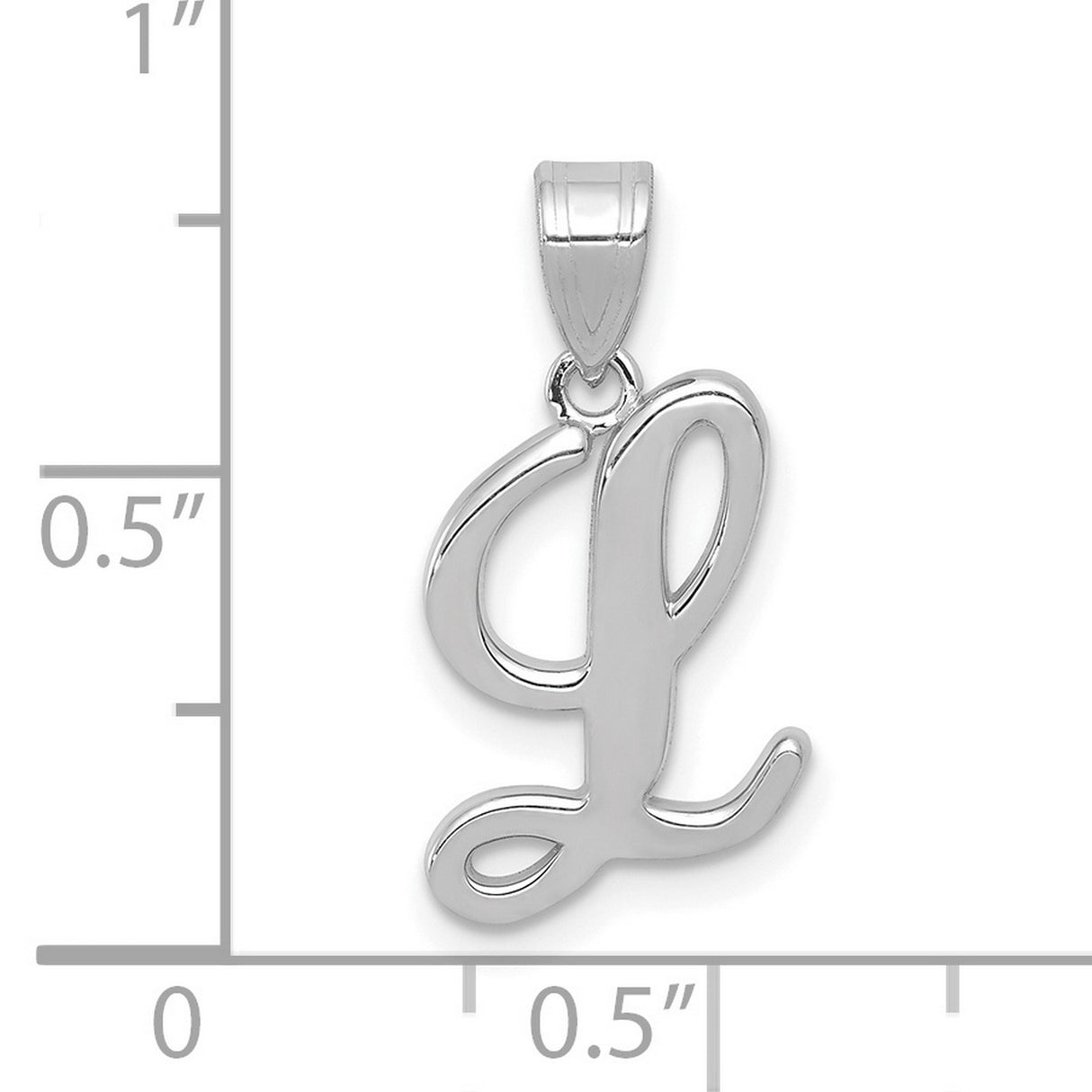14k White Gold Letter L Pendant, Polished Script Initial Charm for Women