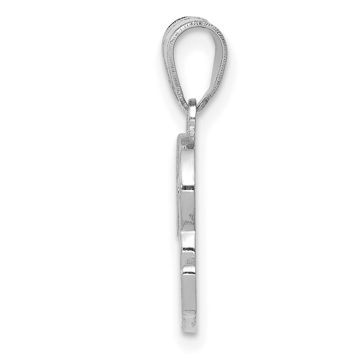 14k White Gold Script Letter R Pendant, Polished Cursive Initial Charm for Women